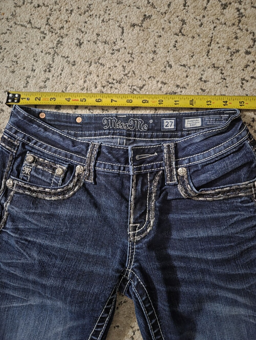 Miss Me Dark Indigo Bootcut Jeans with Embellished Pockets - Picture 6 of 7